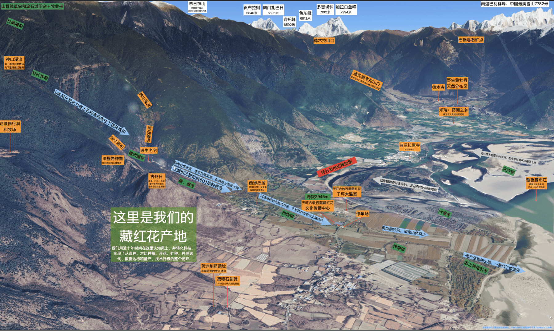 西藏林芝米瑞乡·雅尼两江汇流与苯日神山生态认知动态全景